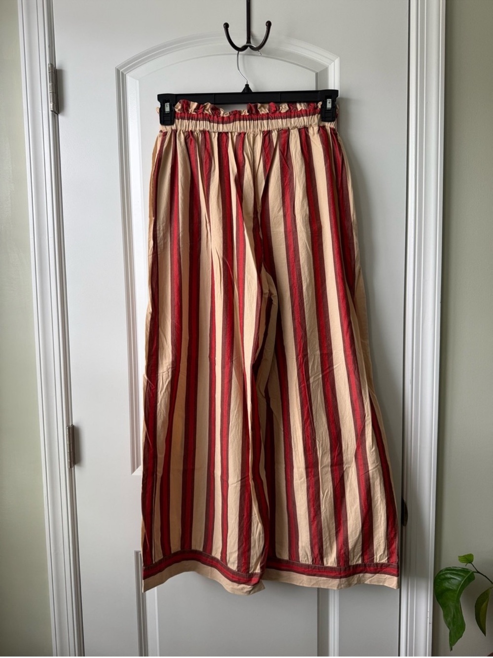 Free-est Solara Pants Red Brown Combo Striped Pull On Wide Leg XS - Picture 6 of 6